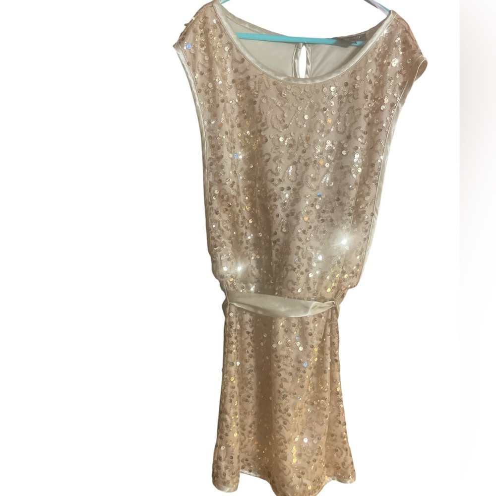 My Michelle Girls Gold Sequin Party Dress Size 10 Formal Flower Girl Holiday - Picture 2 of 10